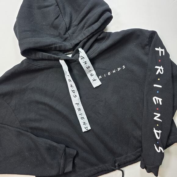 Friends Cropped Womens Sweatshirt Hoodie Size XXL Oversized Black 90s tv - Picture 1 of 7